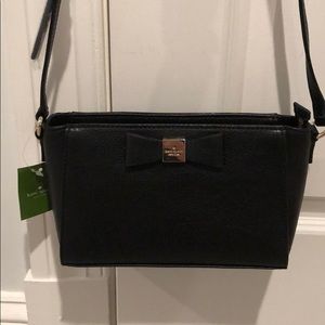 Kate Spade black leather bag w signature black bow